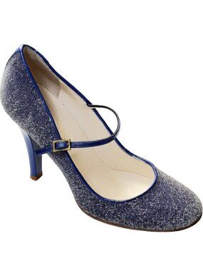 MARC JACOBS Sparkling Blue Mary Jane Patent Leather Stilettos Heels Size 8